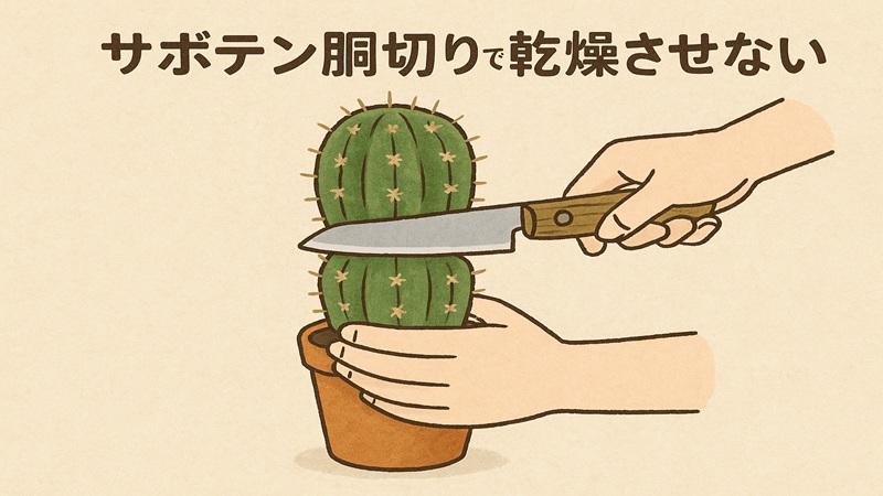 サボテン胴切りで乾燥させない場合は失敗やカビに注意